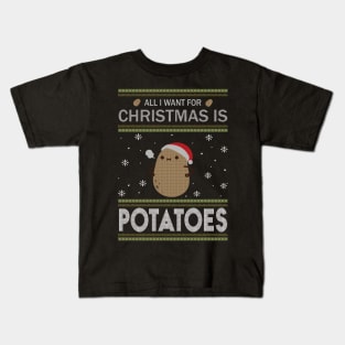All I Want For Christmas is Potatoes Ugly Sweater Black Kids T-Shirt